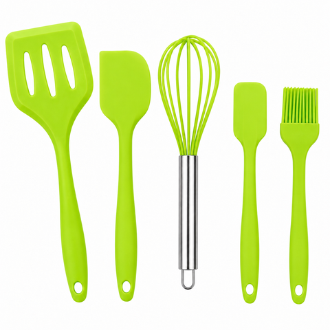 Jogo de Utensílios de Cozinha em Silicone – 5 Peças (Verde)