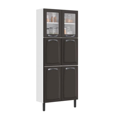 Paneleiro New Premium Grafite 80cm 6 Portas 2 Vidros em Aço Itatiaia