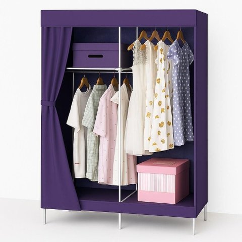 Organizador Multiuso Camping Praia Roxo Guarda Roupa Cabideiro Portatil Sapateira Organizadora