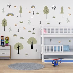 Adesivo Papel de Parede Infantil Floresta Árvores Pássaros - 3