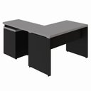 Ver mais imagens de Mesa em L com Gaveteiro 3 Gavetas 120cm Cinza Sagrado com Preto F5 Office