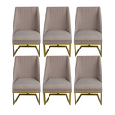 Ver imagem 1 de Kit 06 Cadeiras Para Sala de Jantar Ana Base de Ferro Linho Bege D'Classe Decor