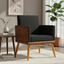 Ver imagem 1 de Poltrona Decorativa para Sala Recepção Consultório Escritório Assento Confortável Lis Suede e Corino
