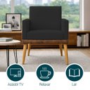 Ver imagem 3 de Poltrona Decorativa para Sala Recepção Consultório Escritório Assento Confortável Lis Suede e Corino