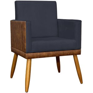 Poltrona Decorativa para Sala Recepção Escritório Consultório Lis Corino Peroba e Suede