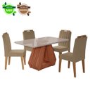 Ver imagem 2 de Conjunto de Mesa de Jantar Tampo de Vidro Off White Agata e 4 Cadeiras Paola Madeira Sued Joli e Cin
