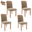 Ver imagem 4 de Conjunto de Mesa de Jantar Tampo de Vidro Off White Agata e 4 Cadeiras Paola Madeira Sued Joli e Cin