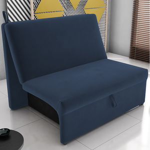 Sofá Cama 2 Lugares Malu Reclinável Tecido Suede 115x88x80cm - Azul