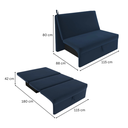 Ver imagem 3 de Sofá Cama 2 Lugares Malu Reclinável Tecido Suede 115x88x80cm - Azul