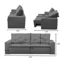 Ver imagem 3 de Sofá Retrátil e Reclinável 3 Lugares com Molas 1,80m Atenas Suede Mirra Decor