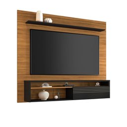 Painel Home Suspenso Para TV Até 65 Polegadas Porta Deslizante Sala de Estar Marrom Madeira e - 3 Painel Home Suspenso Para TV Até 65 Polegadas Porta Deslizante Sala de Estar Marrom Madeira e - 3