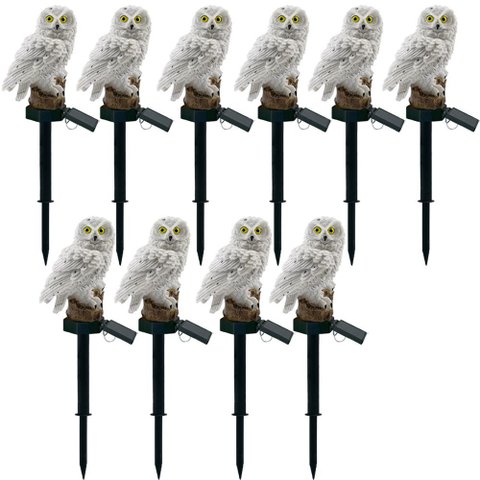 Coruja Solar Lumianaria Kit 10 Uni Decoraçao Iluminaçao Enfeite Ave Quintal Jardim Multiuso