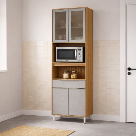 Paneleiro 70cm Plena 4 Portas e 1 Gaveta Cinamon Touch Nude Prime Tx Demóbile