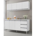 Ver imagem 1 de Kit de Cozinha Andréia Armário Aéreo 160mt e Balcão de Pia com Tampo Branco Ajl