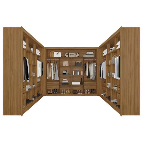 Guarda Roupa Closet Triplo Nt6060 Mdf Freijó Amoudi Móveis