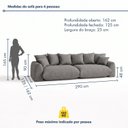 Ver imagem 3 de Sofá Cama Modular Orgânico Retrátil 4 Lugares Base Madeira Maciça 290cm Marrocos