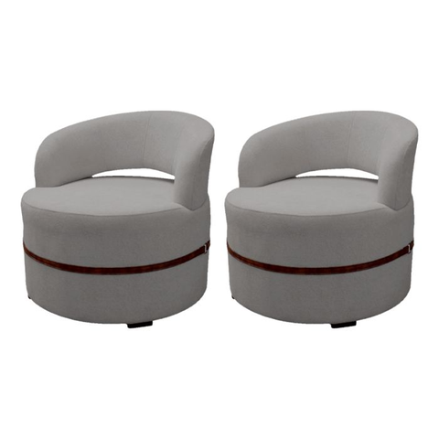 Conjunto 2 Poltronas Decorativa Luana Estofada Sala em Linho Cor: Cinza