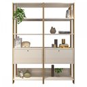 Ver imagem 2 de Conjunto Estantes para Livros Match 2 Portas Basculantes 6 Prateleiras Off White/Carvalho - Pnr Móve