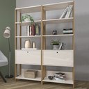 Ver imagem 1 de Conjunto Estantes para Livros Match 2 Portas Basculantes 6 Prateleiras Off White/Carvalho - Pnr Móve