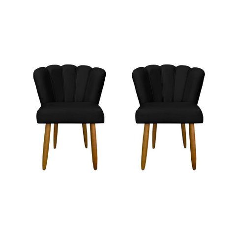 Kit 02 Cadeiras para Mesa de Jantar Flor Pés Palito Balaqui Decor Preto