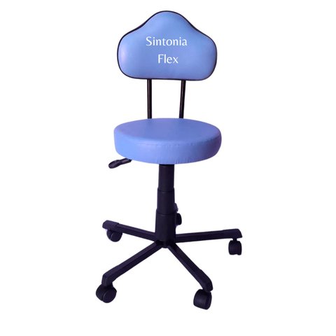 Cadeira Mocho Verona Estética com L Duplo Base em Aço com Rodízio Corano Azul Claro