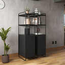 Ver imagem 2 de Estante Estilo Industrial de Aço com Gaveta e Porta Criare Preto