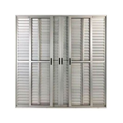 Porta Balcao 6 Folhas Aluminio Brilhante 2,10x1,80 C/fechadura