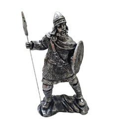 Estatueta Guerreiro Medieval Cor Prata 37cm Utilidade Criativa Samurai - 1
