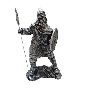 Estatueta Guerreiro Medieval Cor Prata 37cm Utilidade Criativa Samurai