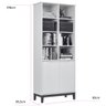 Estante para Livros Livreiro com 2 Portas e Nichos Prateleiras Off White / Freijó - 5