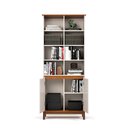 Ver imagem 3 de Estante para Livros Livreiro com 2 Portas e Nichos Prateleiras Off White / Freijó