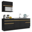 Ver imagem 3 de Cozinha Compacta com Rodapé Veneza Multimóveis Mp2110 com Armário e Balcão Preta
