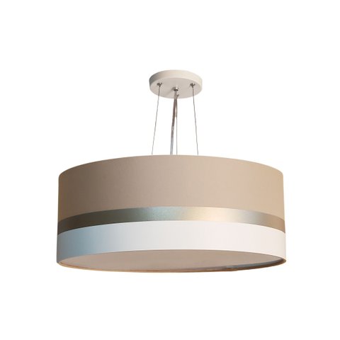 Lustre Pendente Cáqui Faixas Bronze Cúpula 50x15 Tom Luz