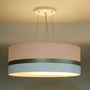 Ver imagem 2 de Lustre Pendente Cáqui Faixas Bronze Cúpula 50x15 Tom Luz