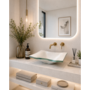 Ver imagem 1 de Cuba Sobrepor Banheiro Vidro Off White Grande 44cm