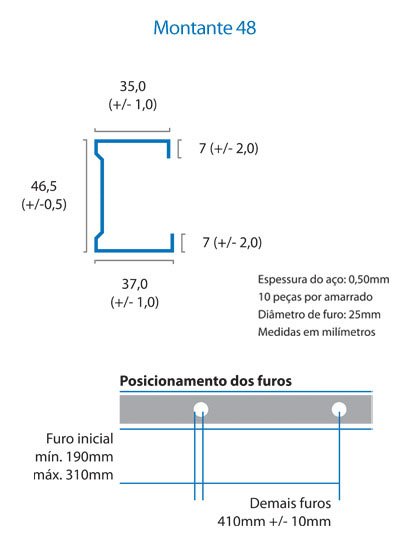 Perfil Drywall Montante 48 X 30 X 3000mm Multiperfil - 2