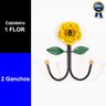 Cabideiro de Parede Cabide para Roupas 2 Ganchos Flor Amarela - 2