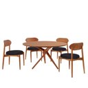 Ver imagem 2 de Conjunto Sala de Jantar Mesa 135cm Tampo Redondo Laminado e 4 Cadeiras Hope Marrom/Preto/Imbuia