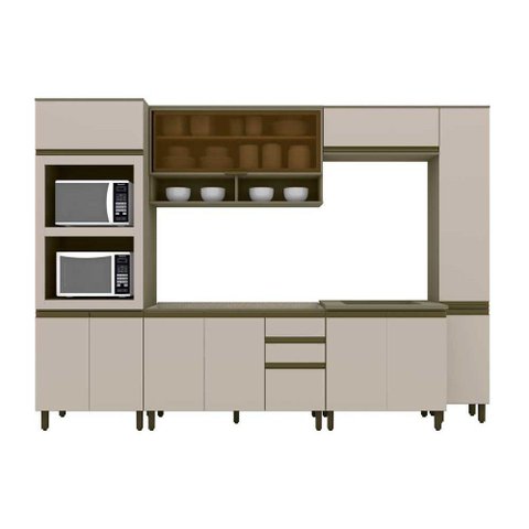 Cozinha Completa Connect 8 Peças (2 Armários + 2 Balcões + 2 Paneleiros + 2 Complementos) C8P07 Duna