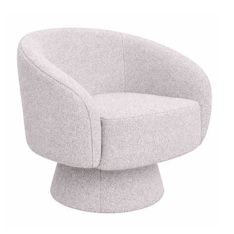 Poltrona Giratória Solis Bouclé Cinza - Sallar Home