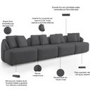 Ver imagem 4 de Sofá 5 Lugares para Sala de Estar Living 388cm Arlo F04 Veludo Grafite - Lyam Decor