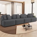 Ver imagem 1 de Sofá 5 Lugares para Sala de Estar Living 388cm Arlo F04 Veludo Grafite - Lyam Decor
