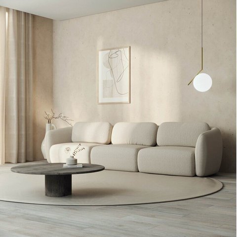 Sofá Modular 3 Lugares Bouclé Orla 330cm CabeCasa MadeiraOriginals