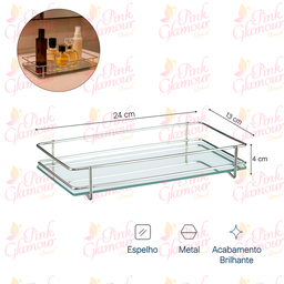 Bandeja Decorativa com Espelho P/ Perfume Banheiro Sala Luxo Pgb - 4