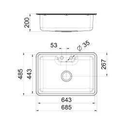 Cuba de Sobrepor ou Embutir Docol Massima 68x48x20 Cm em Aço Inox Escovado com Válvula - 3