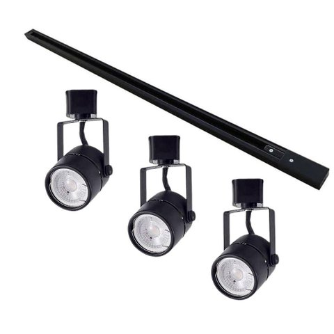 Kit Trilho Eletrificado 1m + 3 Spots Mr16 Gu10 - Nordecor Preto