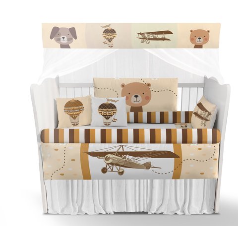 Kit Berço Enxoval de Bebê Aviadores Balões