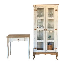 Cristaleira Madeira Maciça e Aparador Rústico Branco Garapa D230 D113vl Shop Jm - 2