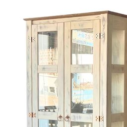 Cristaleira Madeira Maciça e Aparador Rústico Branco Garapa D230 D113vl Shop Jm - 7