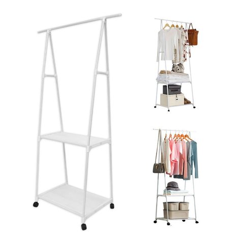 Arara de Roupas Sapateira Cabideiro Closet Prateleira Guarda Roupa Movel Rodas Organizador Aberto Qu